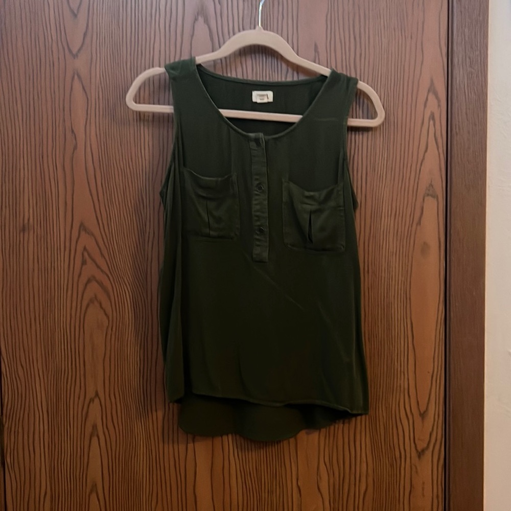 Army green a.n.a. top with 2 top pockets and buttons